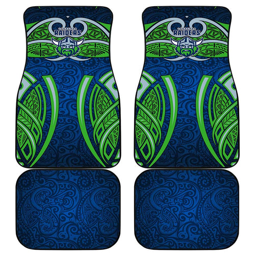 Canberra Raiders Rugby Car Mats Polynesian Tribal Viking Warrior Green Blue Pattern