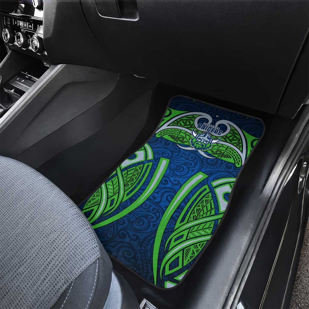 Canberra Raiders Rugby Car Mats Polynesian Tribal Viking Warrior Green Blue Pattern