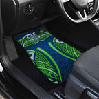 Canberra Raiders Rugby Car Mats Polynesian Tribal Viking Warrior Green Blue Pattern