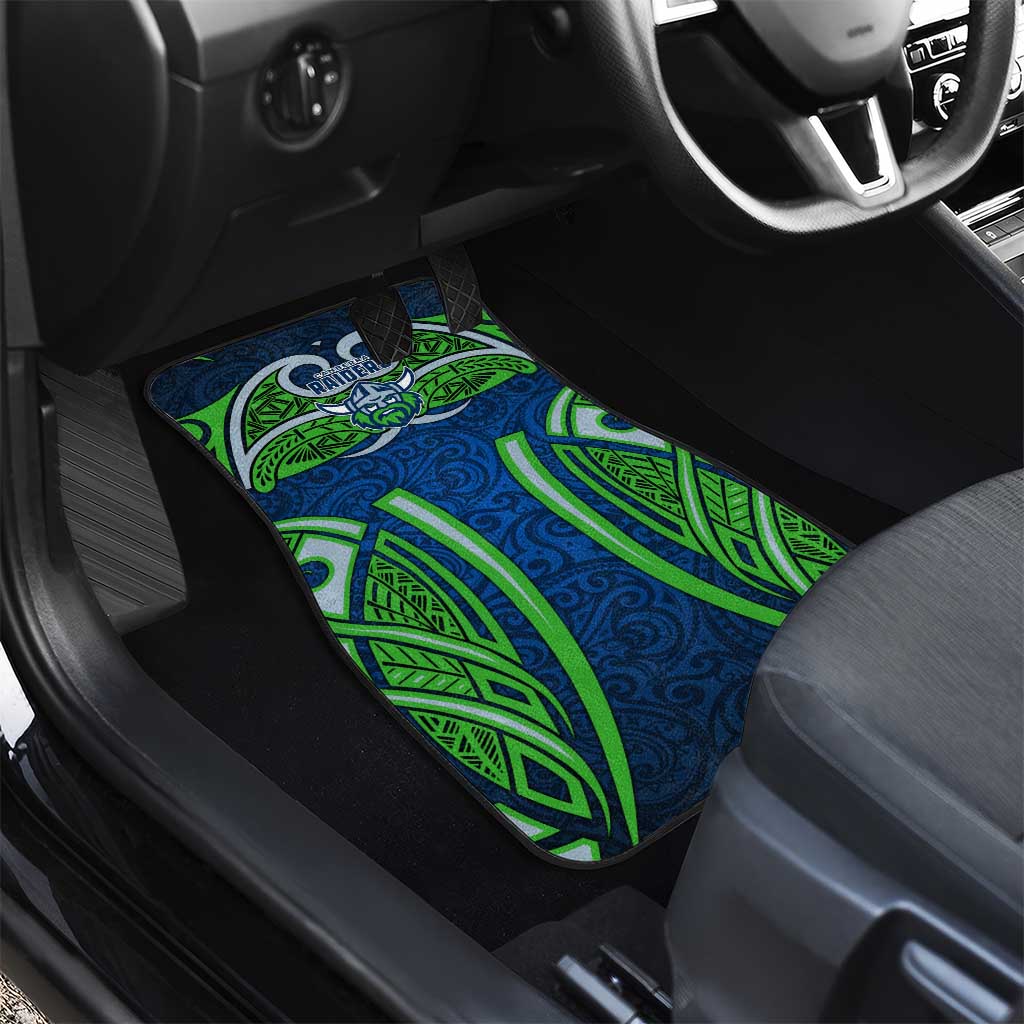 Canberra Raiders Rugby Car Mats Polynesian Tribal Viking Warrior Green Blue Pattern