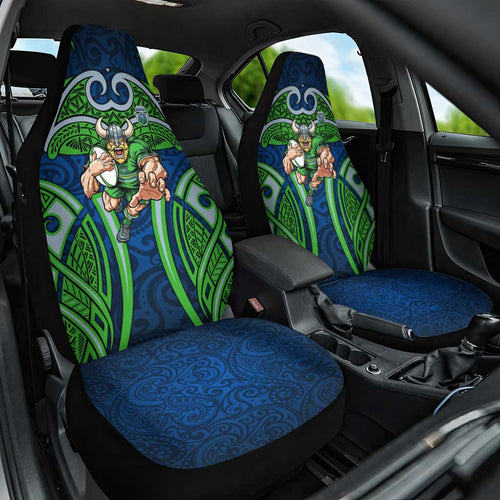 Canberra Raiders Rugby Car Seat Cover Polynesian Tribal Viking Warrior Green Blue Pattern