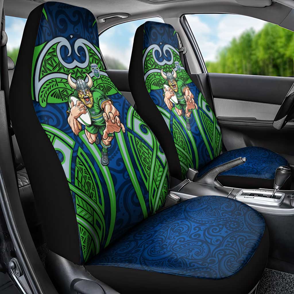 Canberra Raiders Rugby Car Seat Cover Polynesian Tribal Viking Warrior Green Blue Pattern