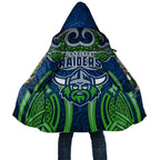 Canberra Raiders Rugby Cloak Polynesian Tribal Viking Warrior Green Blue Pattern
