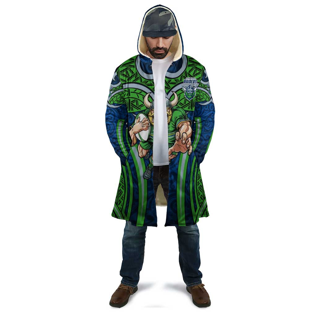 Canberra Raiders Rugby Cloak Polynesian Tribal Viking Warrior Green Blue Pattern
