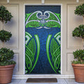 Canberra Raiders Rugby Door Cover Polynesian Tribal Viking Warrior Green Blue Pattern