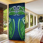 Canberra Raiders Rugby Door Cover Polynesian Tribal Viking Warrior Green Blue Pattern