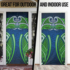 Canberra Raiders Rugby Door Cover Polynesian Tribal Viking Warrior Green Blue Pattern