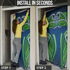 Canberra Raiders Rugby Door Cover Polynesian Tribal Viking Warrior Green Blue Pattern