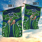 Canberra Raiders Rugby Garden Flag Polynesian Tribal Viking Warrior Green Blue Pattern