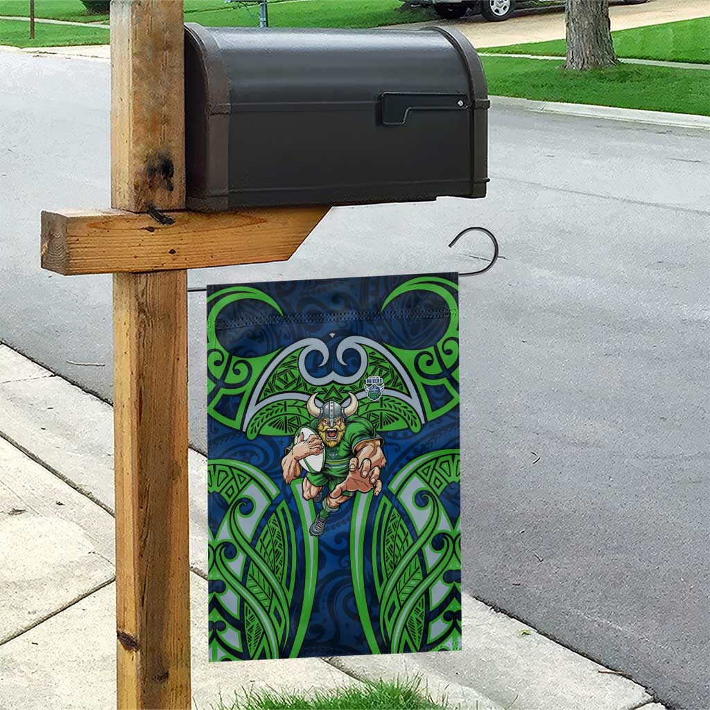 Canberra Raiders Rugby Garden Flag Polynesian Tribal Viking Warrior Green Blue Pattern