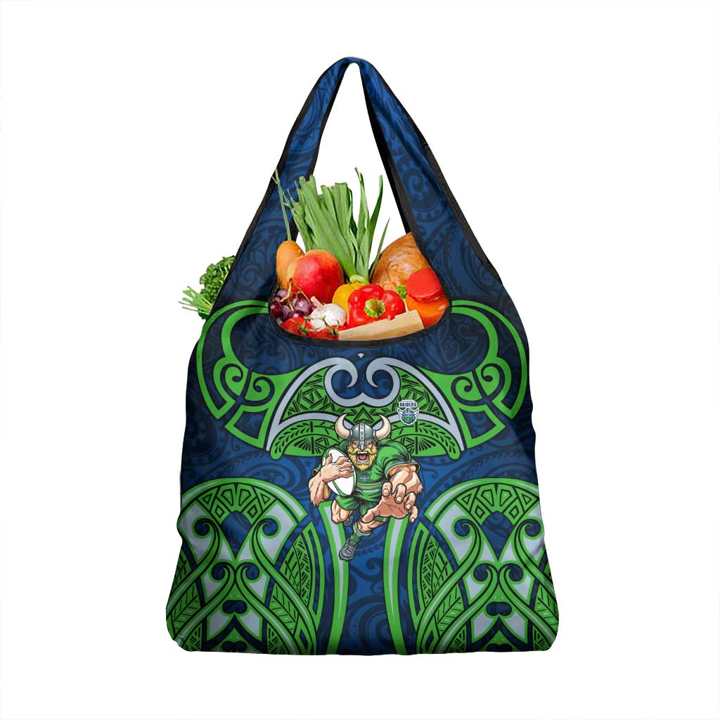 Canberra Raiders Rugby Grocery Bag Polynesian Tribal Viking Warrior Green Blue Pattern