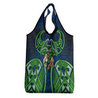 Canberra Raiders Rugby Grocery Bag Polynesian Tribal Viking Warrior Green Blue Pattern