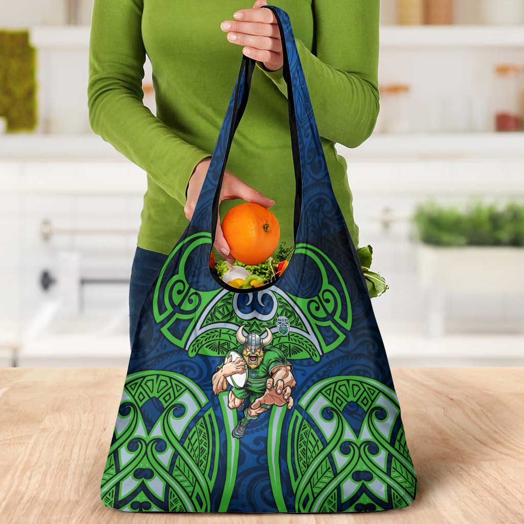 Canberra Raiders Rugby Grocery Bag Polynesian Tribal Viking Warrior Green Blue Pattern