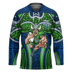 Canberra Raiders Rugby Hockey Jersey Polynesian Tribal Viking Warrior Green Blue Pattern