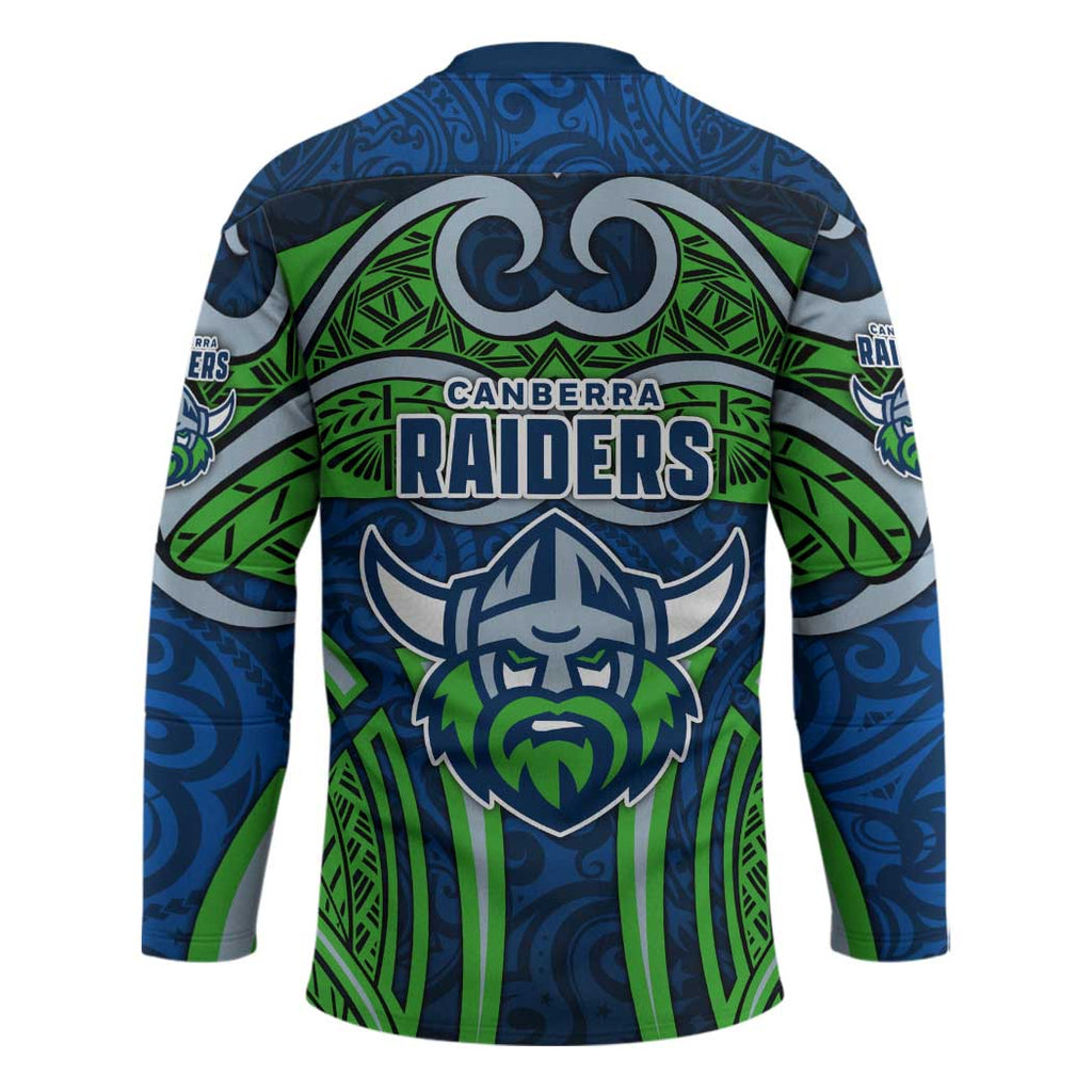 Canberra Raiders Rugby Hockey Jersey Polynesian Tribal Viking Warrior Green Blue Pattern