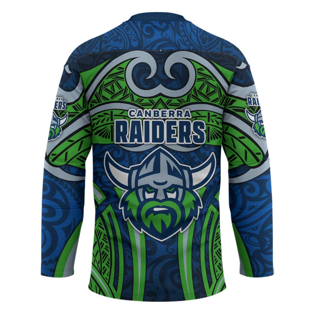 Canberra Raiders Rugby Hockey Jersey Polynesian Tribal Viking Warrior Green Blue Pattern