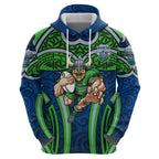 Canberra Raiders Rugby Hoodie Polynesian Tribal Viking Warrior Green Blue Pattern
