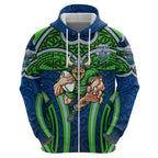 Canberra Raiders Rugby Hoodie Polynesian Tribal Viking Warrior Green Blue Pattern