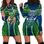 Canberra Raiders Rugby Hoodie Dress Polynesian Tribal Viking Warrior Green Blue Pattern