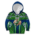 Canberra Raiders Rugby Kid Hoodie Polynesian Tribal Viking Warrior Green Blue Pattern