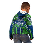 Canberra Raiders Rugby Kid Hoodie Polynesian Tribal Viking Warrior Green Blue Pattern