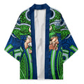 Canberra Raiders Rugby Kimono Polynesian Tribal Viking Warrior Green Blue Pattern