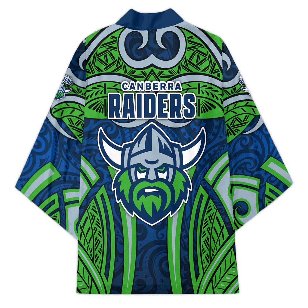 Canberra Raiders Rugby Kimono Polynesian Tribal Viking Warrior Green Blue Pattern