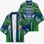 Canberra Raiders Rugby Kimono Polynesian Tribal Viking Warrior Green Blue Pattern