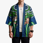 Canberra Raiders Rugby Kimono Polynesian Tribal Viking Warrior Green Blue Pattern