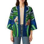 Canberra Raiders Rugby Kimono Polynesian Tribal Viking Warrior Green Blue Pattern