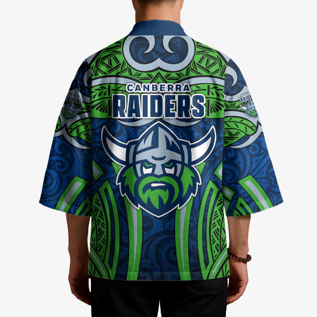 Canberra Raiders Rugby Kimono Polynesian Tribal Viking Warrior Green Blue Pattern