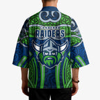 Canberra Raiders Rugby Kimono Polynesian Tribal Viking Warrior Green Blue Pattern