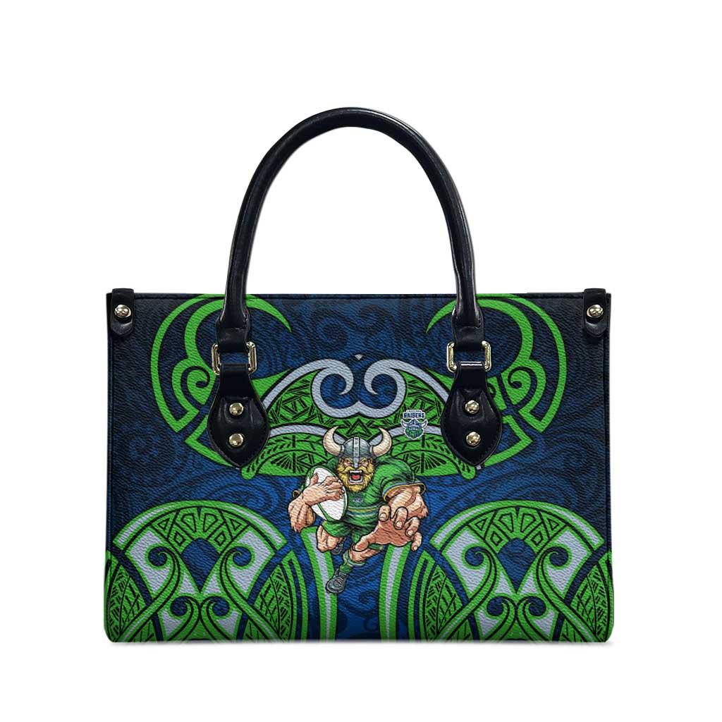 Canberra Raiders Rugby Leather Bag Polynesian Tribal Viking Warrior Green Blue Pattern