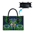 Canberra Raiders Rugby Leather Bag Polynesian Tribal Viking Warrior Green Blue Pattern