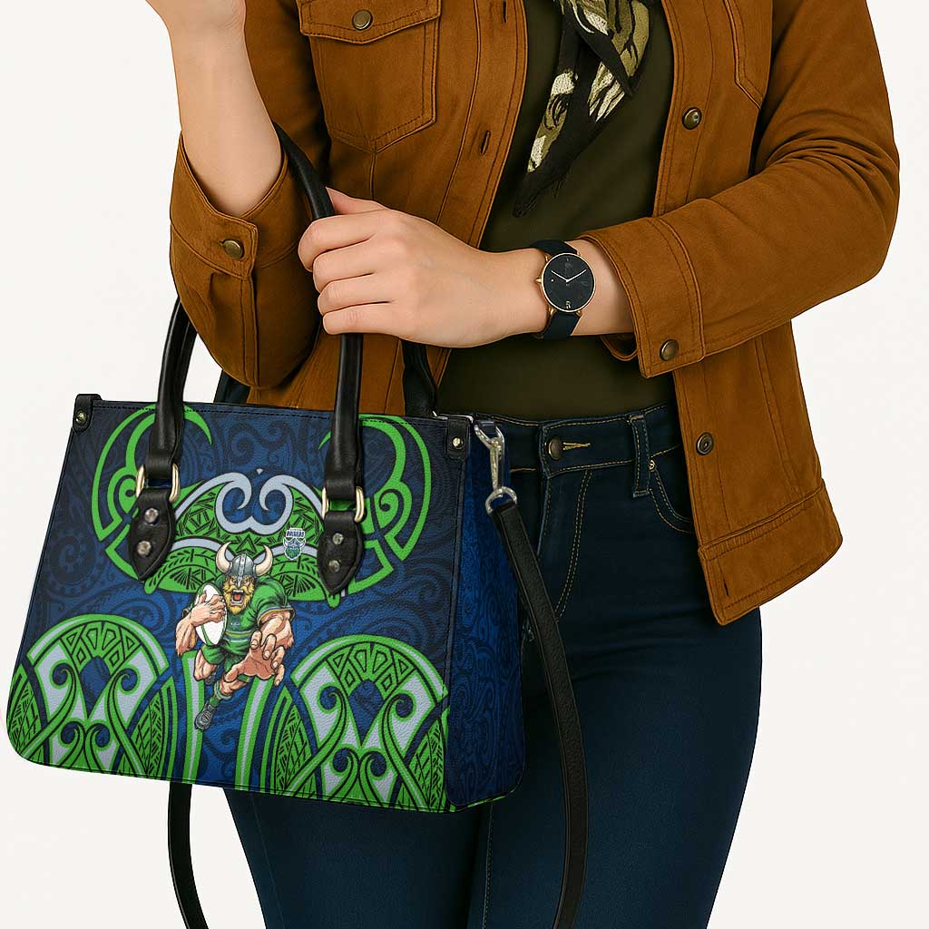 Canberra Raiders Rugby Leather Bag Polynesian Tribal Viking Warrior Green Blue Pattern