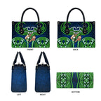 Canberra Raiders Rugby Leather Bag Polynesian Tribal Viking Warrior Green Blue Pattern