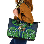 Canberra Raiders Rugby Leather Tote Bag Polynesian Tribal Viking Warrior Green Blue Pattern