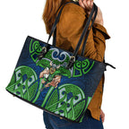 Canberra Raiders Rugby Leather Tote Bag Polynesian Tribal Viking Warrior Green Blue Pattern