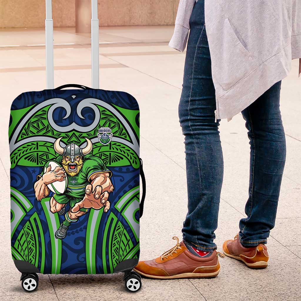 Canberra Raiders Rugby Luggage Cover Polynesian Tribal Viking Warrior Green Blue Pattern
