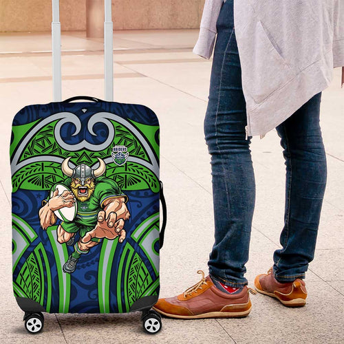 Canberra Raiders Rugby Luggage Cover Polynesian Tribal Viking Warrior Green Blue Pattern