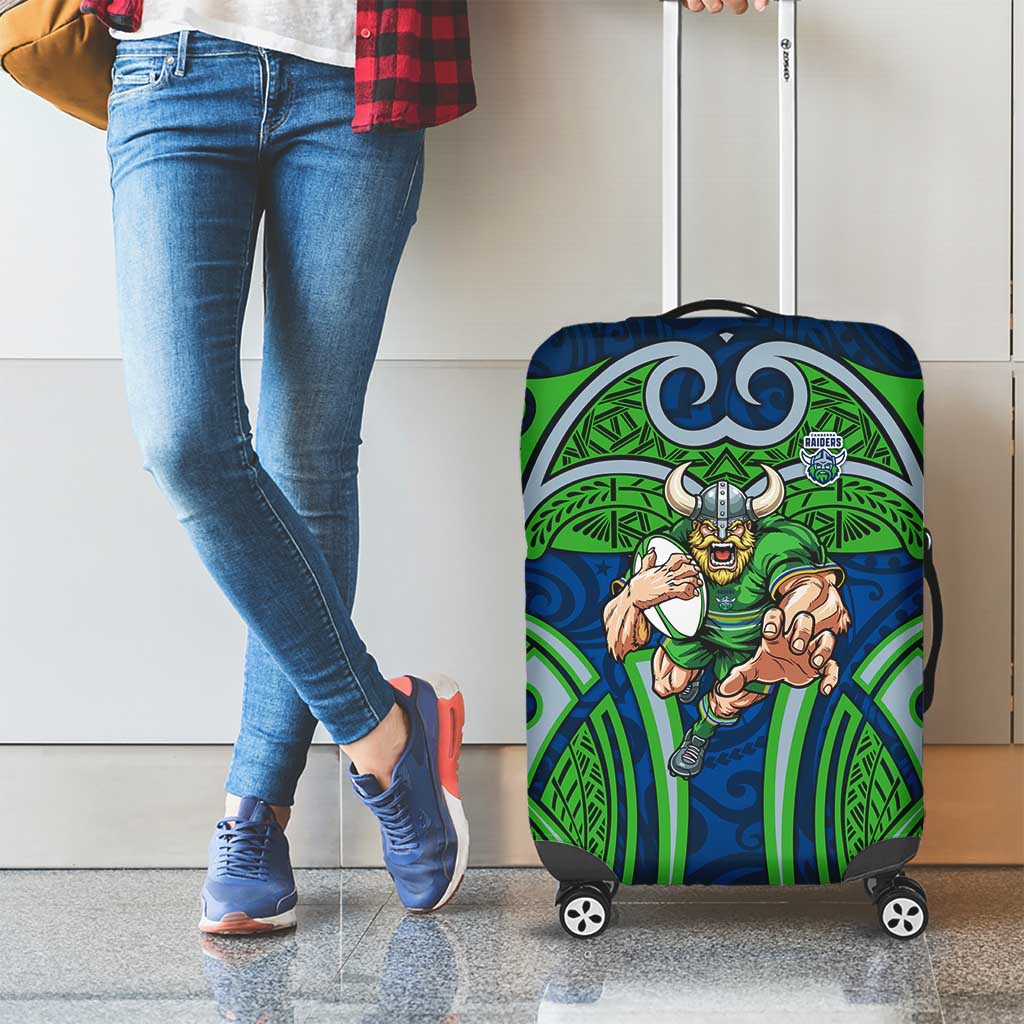 Canberra Raiders Rugby Luggage Cover Polynesian Tribal Viking Warrior Green Blue Pattern