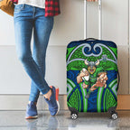Canberra Raiders Rugby Luggage Cover Polynesian Tribal Viking Warrior Green Blue Pattern