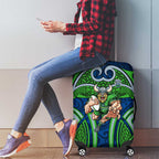 Canberra Raiders Rugby Luggage Cover Polynesian Tribal Viking Warrior Green Blue Pattern