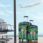 Canberra Raiders Rugby Luggage Cover Polynesian Tribal Viking Warrior Green Blue Pattern