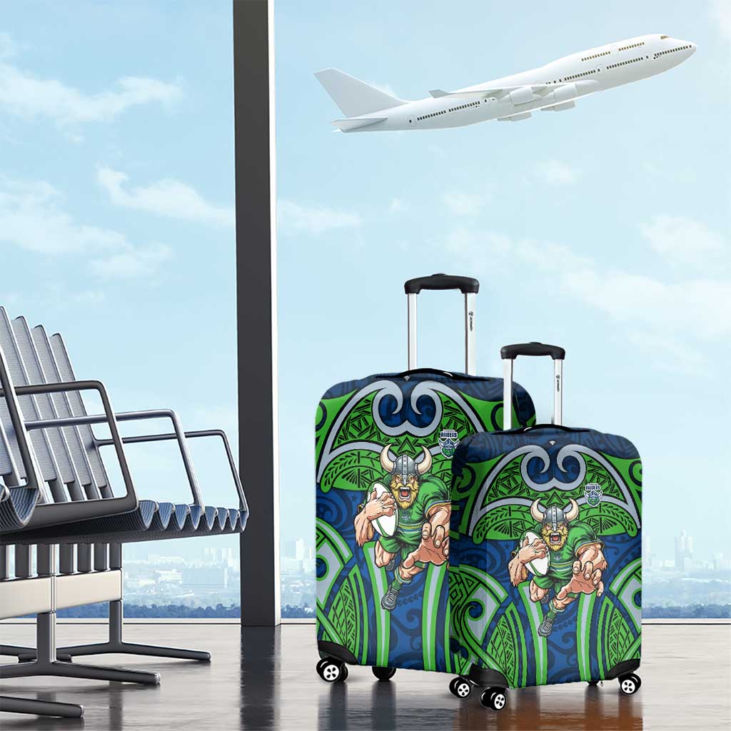 Canberra Raiders Rugby Luggage Cover Polynesian Tribal Viking Warrior Green Blue Pattern
