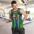 Canberra Raiders Rugby Men Tank Top Polynesian Tribal Viking Warrior Green Blue Pattern