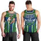 Canberra Raiders Rugby Men Tank Top Polynesian Tribal Viking Warrior Green Blue Pattern