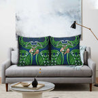 Canberra Raiders Rugby Pillow Cover Polynesian Tribal Viking Warrior Green Blue Pattern