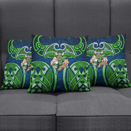 Canberra Raiders Rugby Pillow Cover Polynesian Tribal Viking Warrior Green Blue Pattern