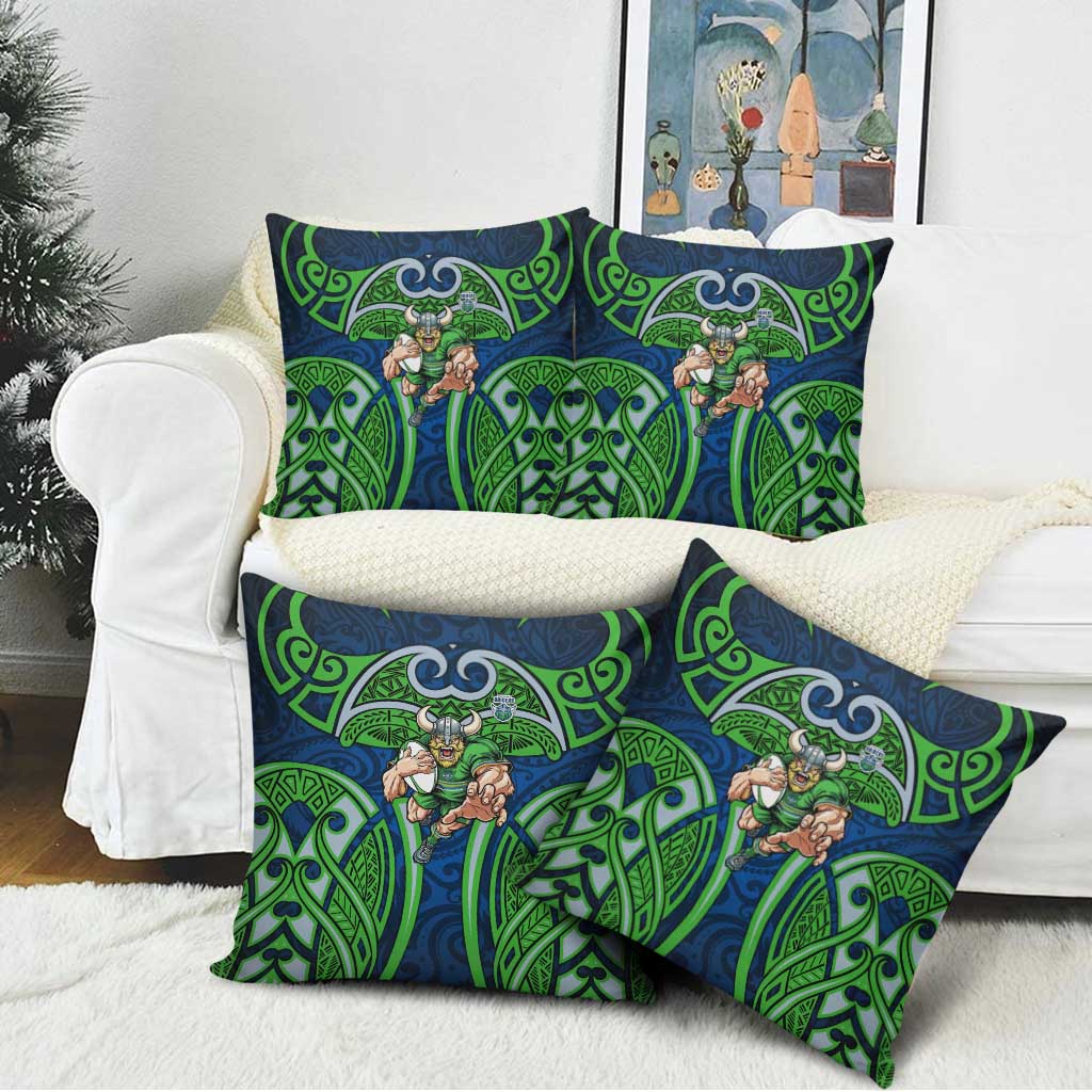 Canberra Raiders Rugby Pillow Cover Polynesian Tribal Viking Warrior Green Blue Pattern